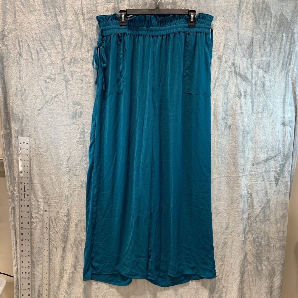 Red Carter Women's Swimsuit Cover Up Pants XLā Indigo Wide Leg Pockets Side Tie